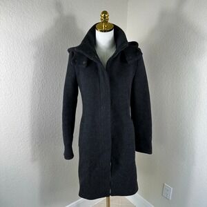 Zara Basic Hooded Wool Coat Women M Gray Dark Academia Minimalist Outerwear